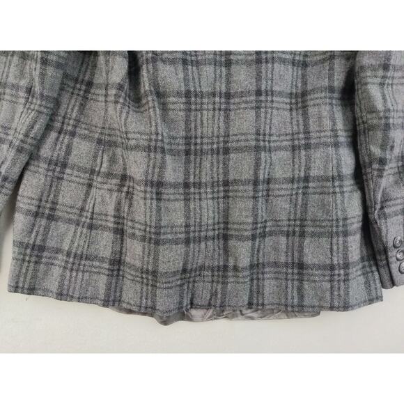 Womans Vintage Pendleton 100% Virgin Wool Blazer Jacket Gray & Black Plaid - Picture 6 of 11